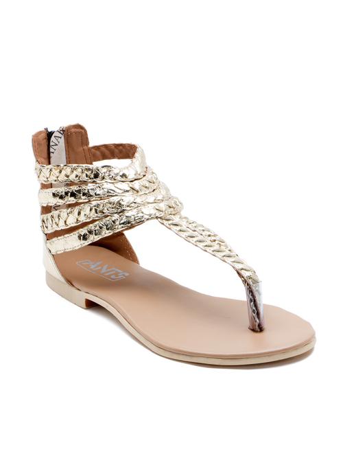 gold pu tstrap sandals - 12133048 - Very Small Image - 1