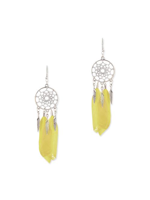 yellow metal drop earring - 12137655 - Very Small Image - 1