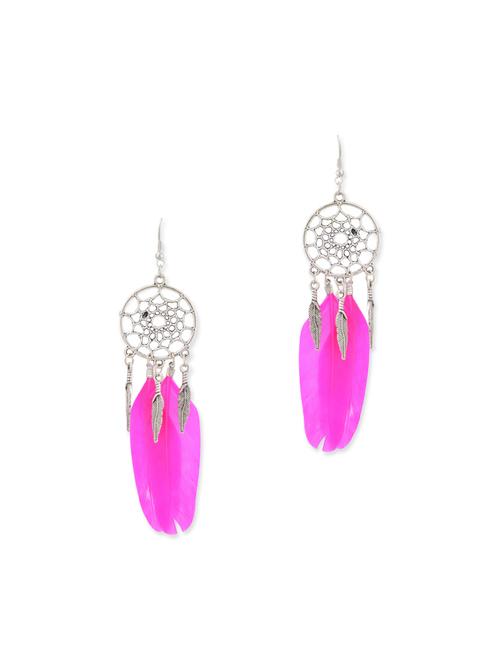 pink metal drop earring - 12137656 - Very Small Image - 1