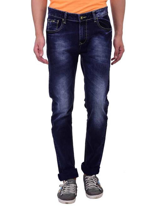 navy blue cotton washed jeans - 12138975 - Very Small Image - 1