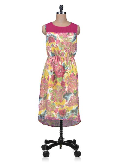multicolored polygeorgette printed dress - 1213899 - Very Small Image - 1