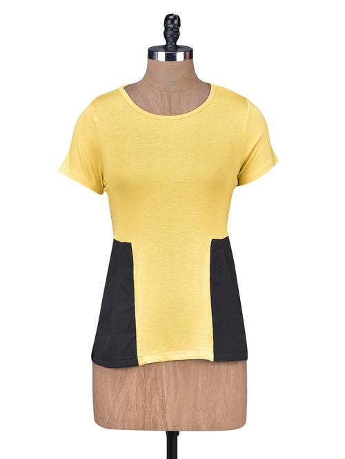 yellow and black cotton polycrepe top - 1213915 - Very Small Image - 1