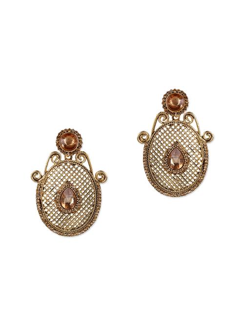 gold metal drop earring - 12140595 - Very Small Image - 1