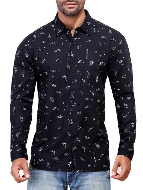 black cotton casual shirt - 12144089 - Very Small Image - 1