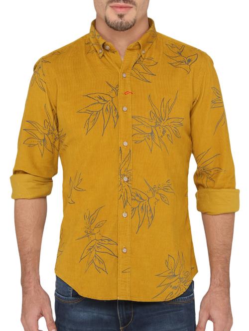 yellow cotton tropical print casual shirt - 12144114 - Very Small Image - 1
