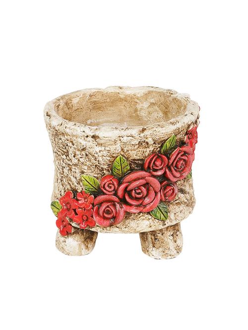Enchanting Engraved Rose Patterned 8.5 CM Planter Pot - 12150889 - Very Small Image - 1