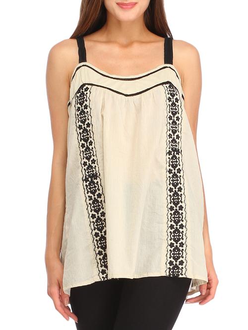 beige cotton regular top - 12151301 - Very Small Image - 1