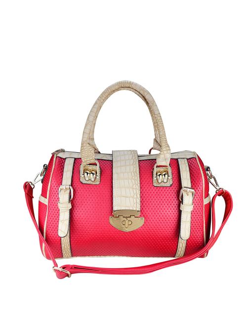 pink synthetic leather textured handbag - 12151637 - Very Small Image - 1