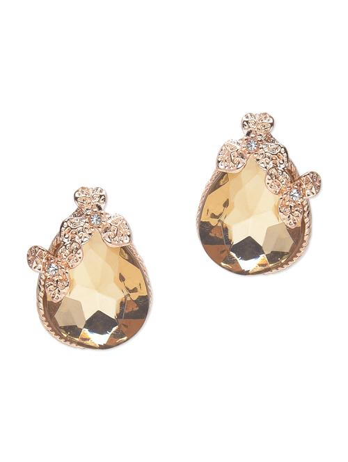 gold metallic embellished stud earrings - 1215247 - Very Small Image - 1