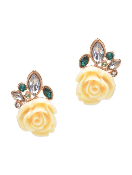 yellow metallic embellished stud earrings - 1215262 - Very Small Image - 1