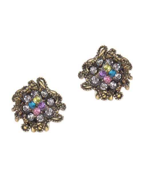gold metallic stud earrings with precious stones - 1215264 - Very Small Image - 1