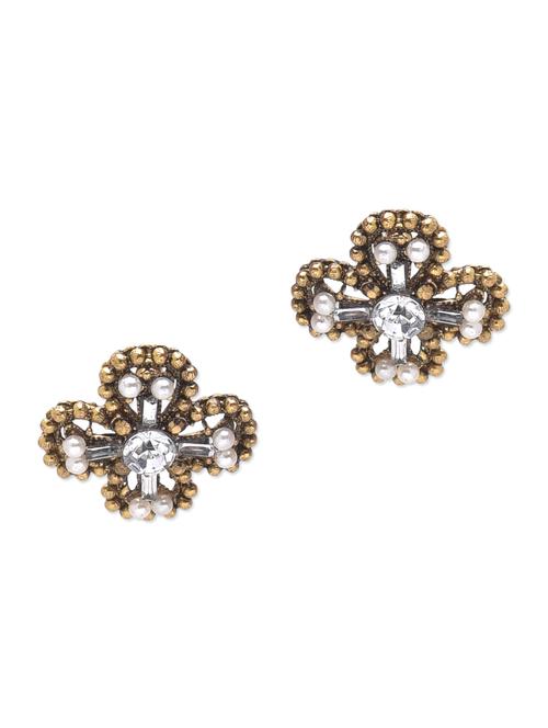 gold metallic embellished stud earrings - 1215276 - Very Small Image - 1