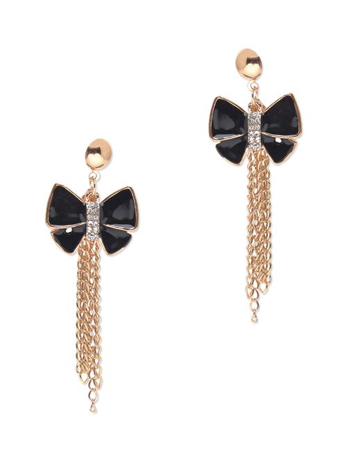 black metallic embellished hanging earrings - 1215282 - Very Small Image - 1