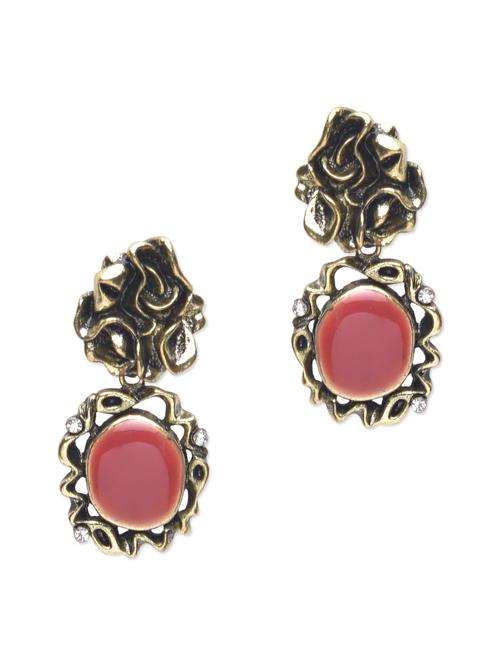 gold metallic embellished drop earrings - 1215284 - Very Small Image - 1
