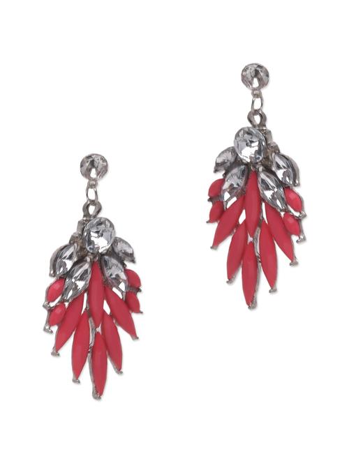 pink metallic embellished hanging earrings - 1215293 - Very Small Image - 1