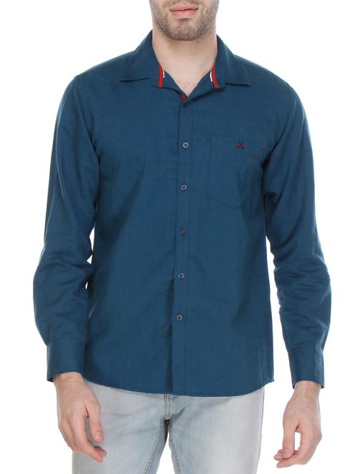 blue linen casual shirt - 12153065 - Very Small Image - 1