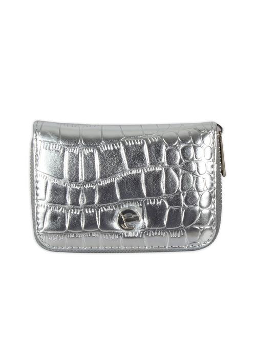 silver leatherette textured clutch - 12153715 - Very Small Image - 1