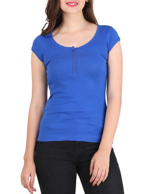 blue cotton henley top - 12155655 - Very Small Image - 1
