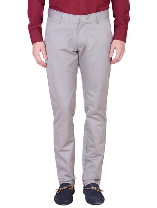grey cotton chinos casual trousers - 12157181 - Very Small Image - 1