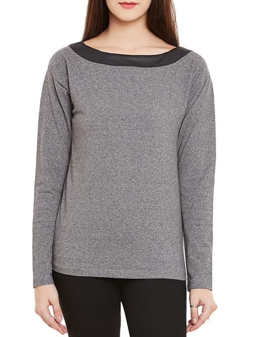 grey cotton regular top - 12160092 - Very Small Image - 1