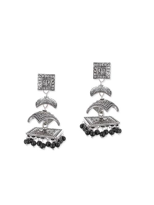silver metal jhumki earrings - 12160771 - Very Small Image - 1