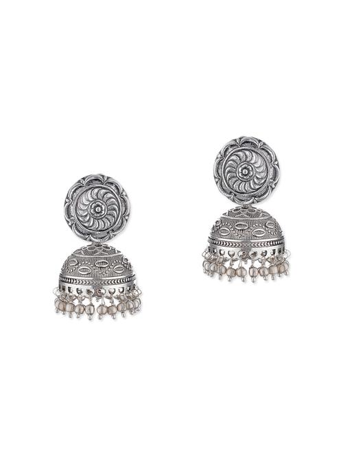 silver metal jhumki earrings - 12160794 - Very Small Image - 1