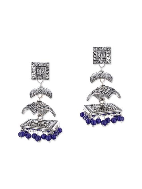 silver metal jhumki earrings - 12160797 - Very Small Image - 1