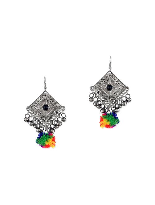 silver metal drop earrings - 12160826 - Very Small Image - 1