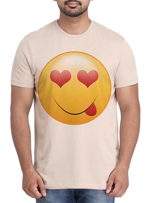 beige printed cotton t-shirt - 12161291 - Very Small Image - 1
