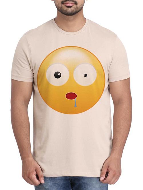 beige printed cotton t-shirt - 12161319 - Very Small Image - 1