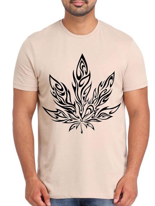 beige printed cotton t-shirt - 12161389 - Very Small Image - 1
