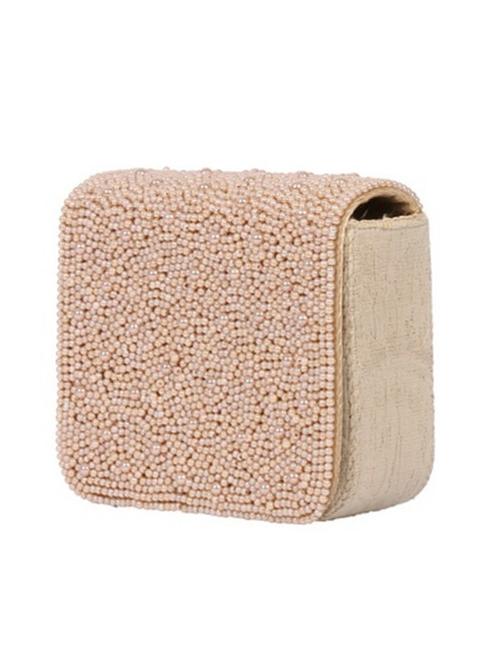 beige pearl embellished cotton clutch - 12165703 - Very Small Image - 1