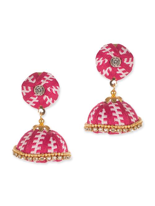 pink metal jhumka earrings - 12166269 - Very Small Image - 1