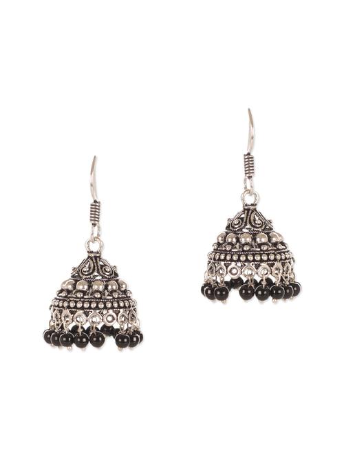 black metal jhumka earrings - 12166273 - Very Small Image - 1
