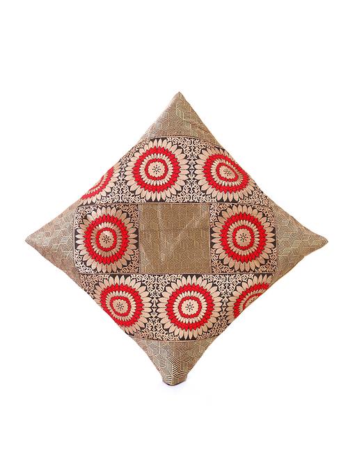 golden cotton single cushion cover with brocade work - 12170544 - Very Small Image - 1