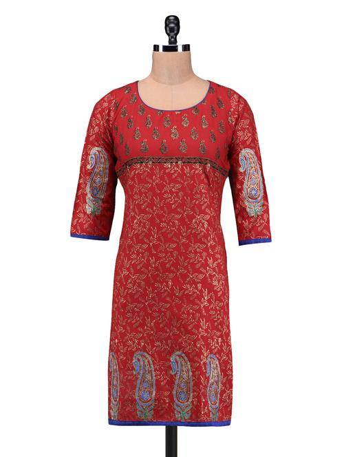 Paisley pattern zari work kurta - 1217152 - Very Small Image - 1