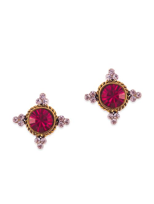 Pink metal studs earrings - 12173495 - Very Small Image - 1