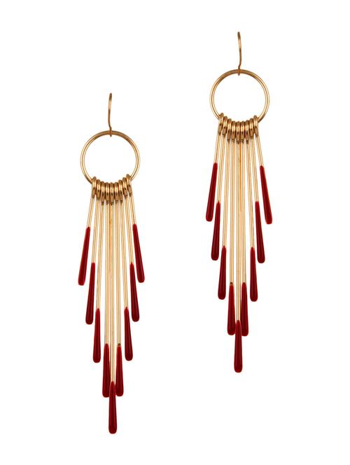 gold metal drop earrings - 12175714 - Very Small Image - 1
