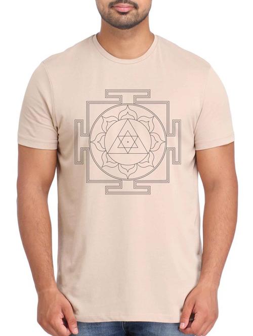 beige printed cotton t-shirt - 12176407 - Very Small Image - 1
