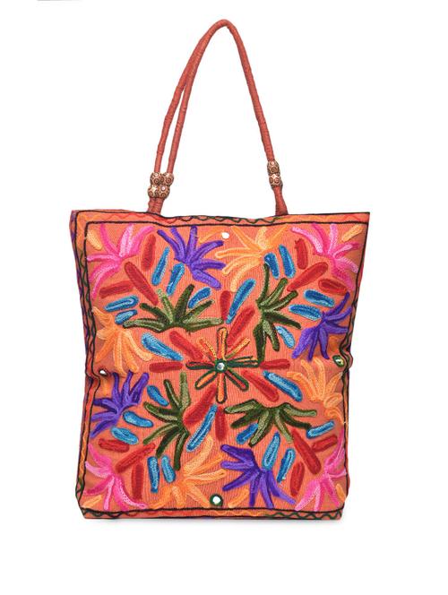 orange embroidered designer shopping bag - 1217647 - Very Small Image - 1