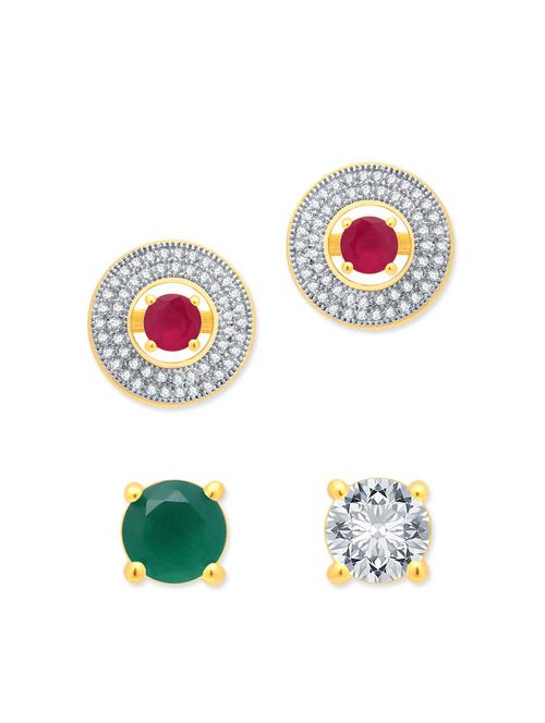 multi brass studs earring (set of 2) - 12177086 - Very Small Image - 1