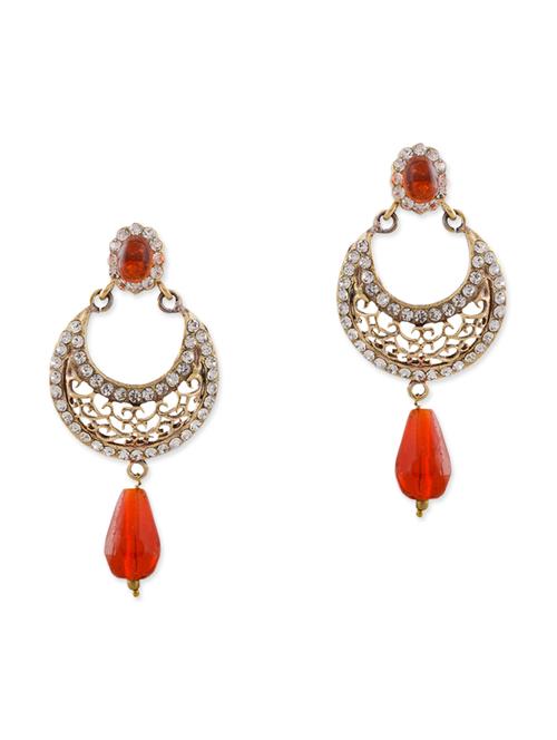 orange brass drop earring - 12178196 - Very Small Image - 1