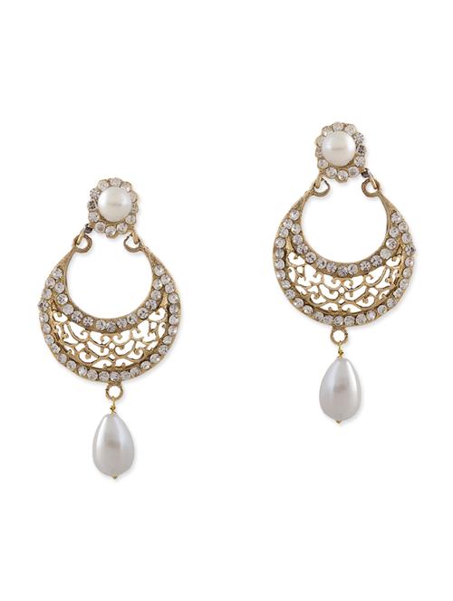 white brass drop earring - 12178197 - Very Small Image - 1