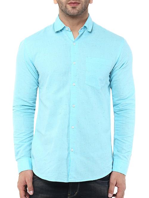 blue cotton casual shirt - 12179470 - Very Small Image - 1