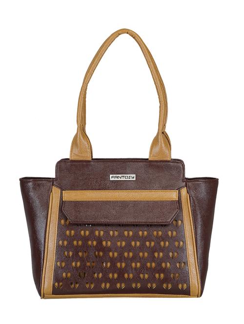 brown leatherette cutwork handbag - 12182107 - Very Small Image - 1