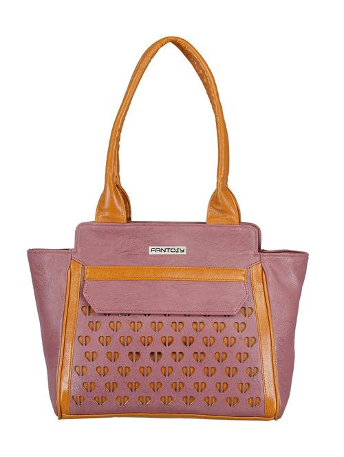purple leatherette cutwork handbag - 12182110 - Very Small Image - 1