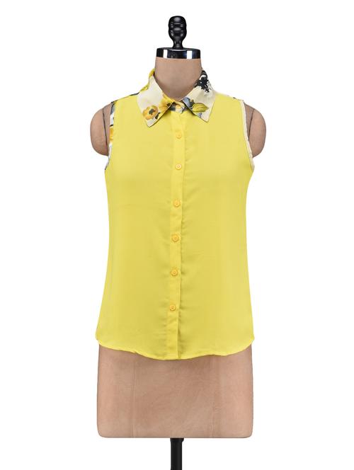 yellow polygeorgette printed top - 1218337 - Very Small Image - 1