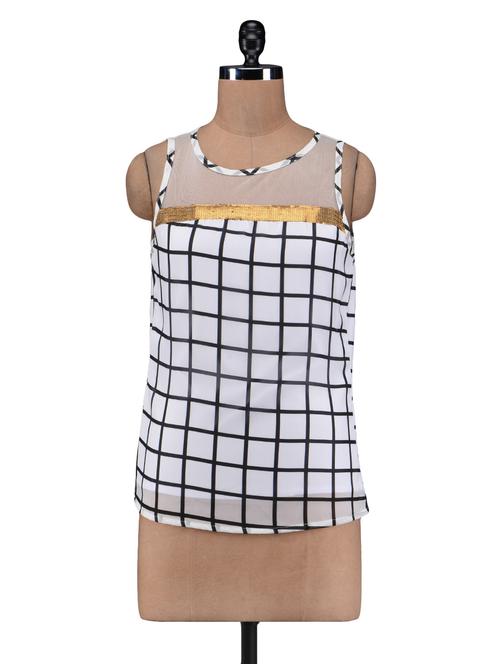 black and white printed sleeveless top - 1218346 - Very Small Image - 1