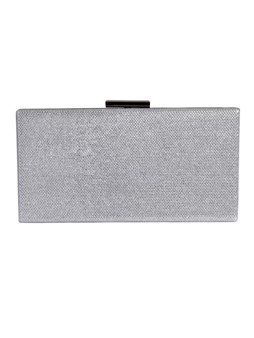 silver leatherette textured clutch with sling - 12183974 - Very Small Image - 1