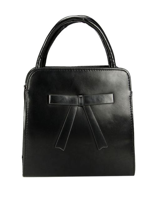 solid black bow-detailed leatherette handbag - 1218441 - Very Small Image - 1